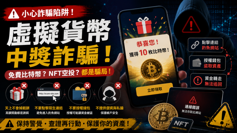 虛擬貨幣中獎詐騙揭秘！免費比特幣、NFT 空投，其實都是騙局