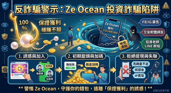Ze Ocean評價是真的嗎？可以相信嗎？我投資後帳戶突然被凍結、無法提款、客服不回覆，我來揭露Ze Ocean詐騙完整經歷！